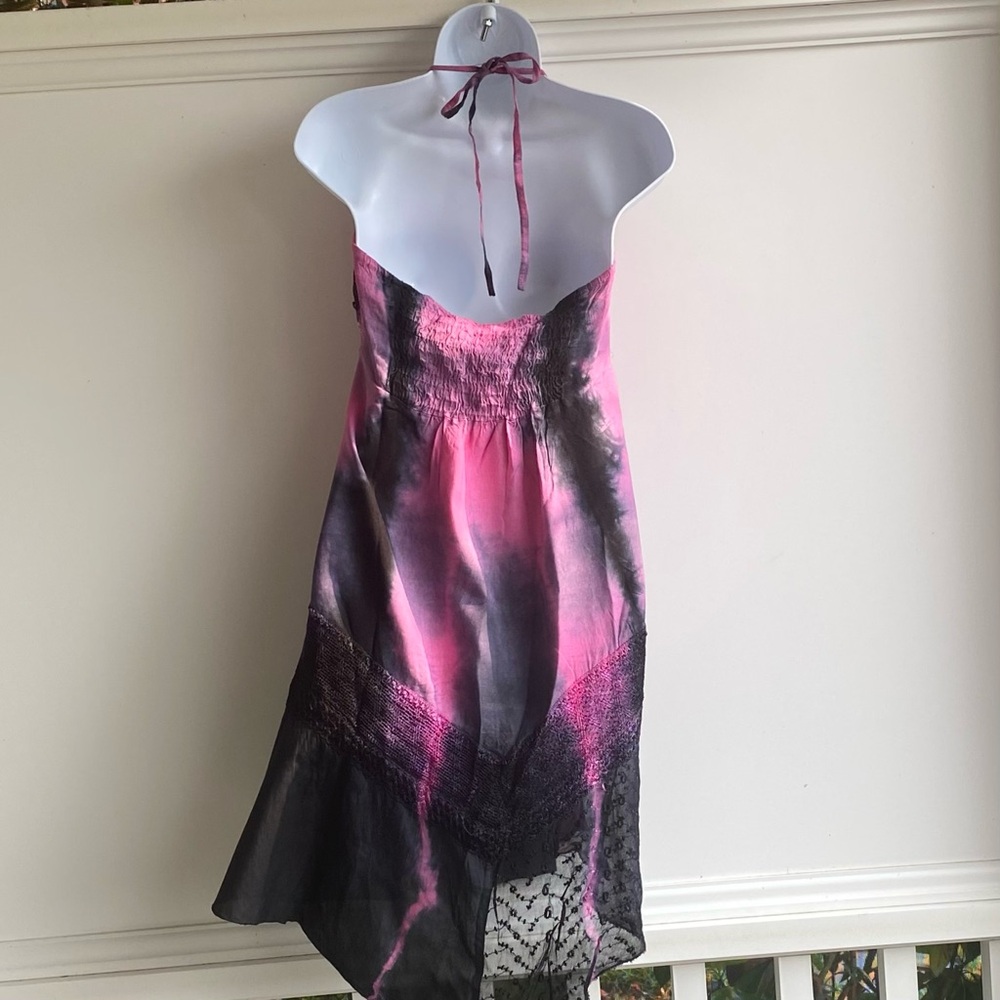LSI Vintage Pink and Black Tie Dye Embroidered Dress - Picture 3 of 9